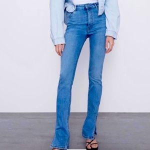 Zara Hi Rise Split Skinny Jeans - Blue SZ 4